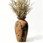 Distressed Terracotta and Black Artisan Vase