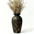 Distressed Gilded Scrollwork Black Urn