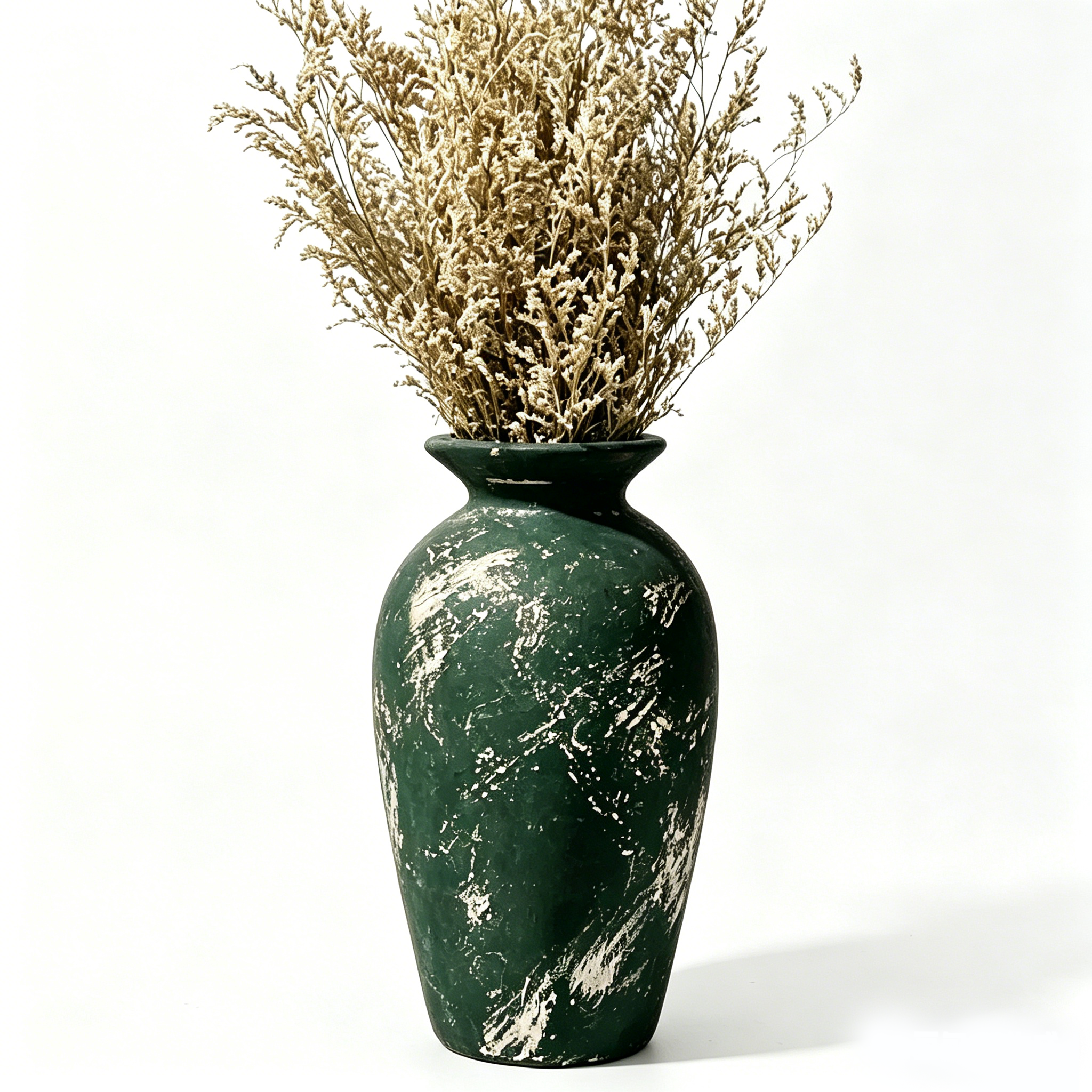 Weathered Forest Green Urn Vase