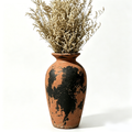Distressed Terracotta and Black Abstract Urn Vase