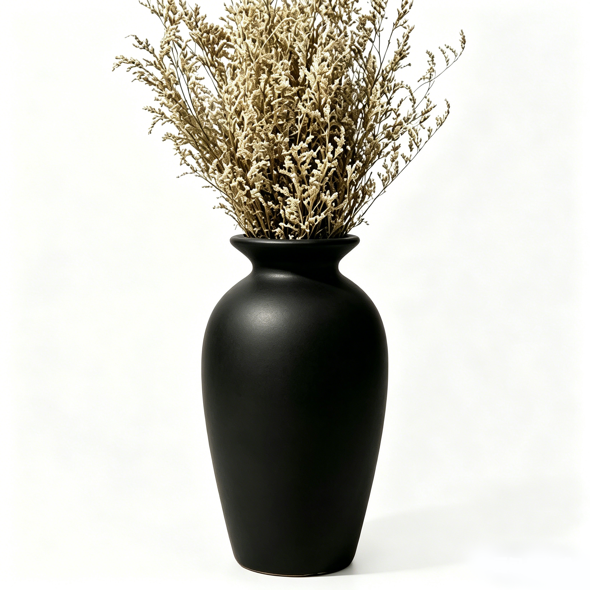 Matte Black Minimalist Urn Vase