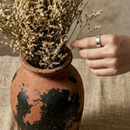 Distressed Terracotta and Black Abstract Urn Vase