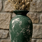 Weathered Forest Green Urn Vase