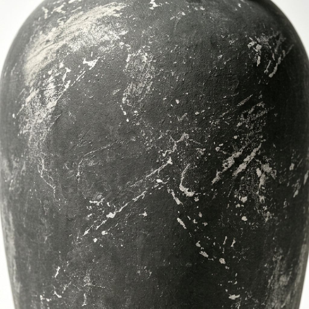 Weathered Charcoal Stone-Look Urn Vase
