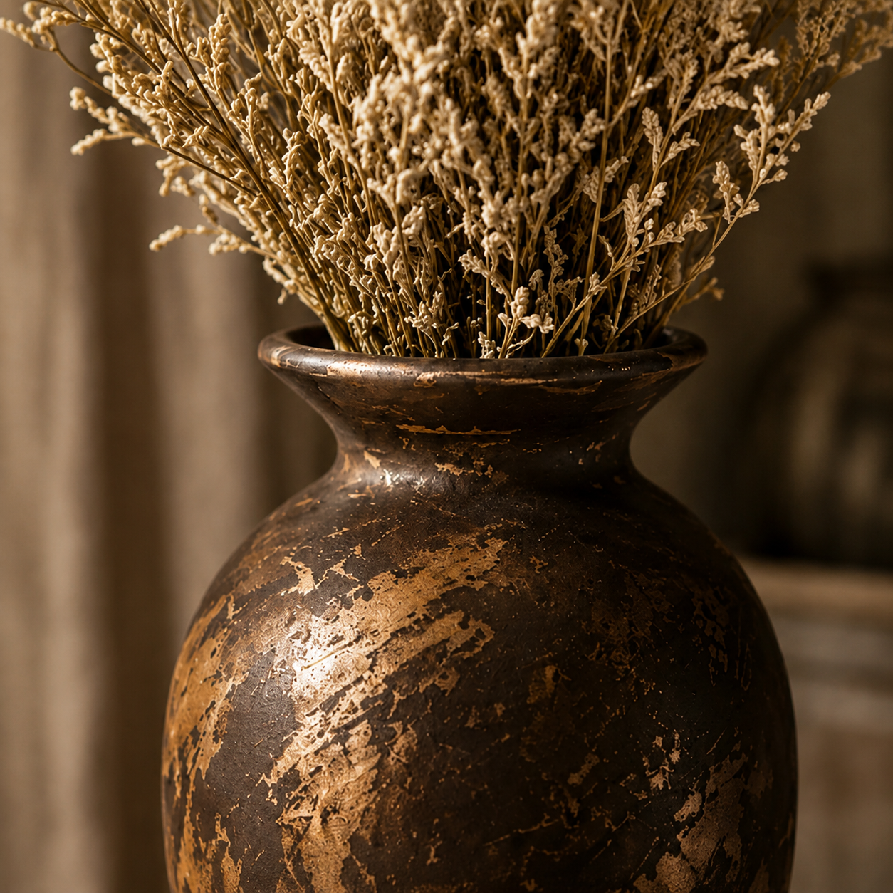 Antiqued Bronze and Copper Patina Urn Vase